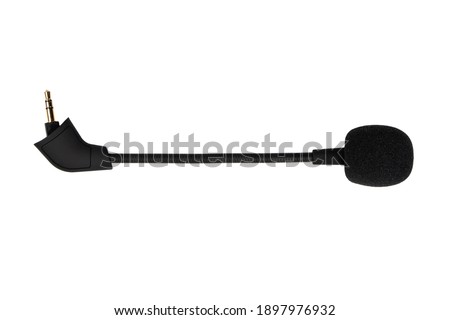 Microphone from headphones isolated on white background.