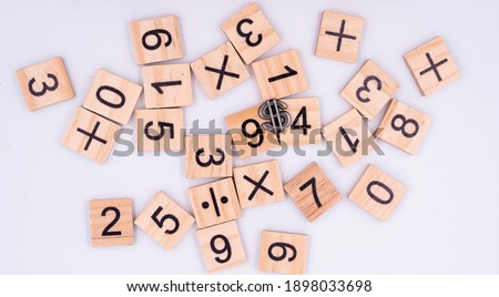 Number on wood block for learning