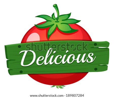 Illustration of a delicious wooden label on a white background