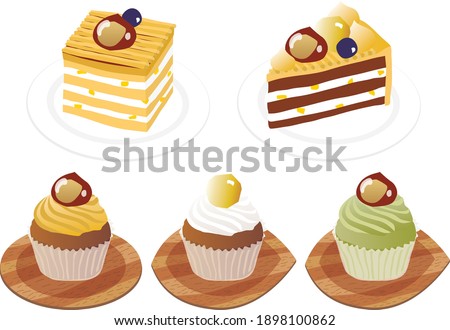 Set of shortcake of Mont Blanc and marron