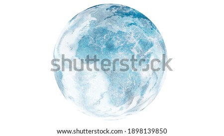 Planet Earth Frozen Cold Blue and white globe changing climate Royalty-Free Stock Photo #1898139850