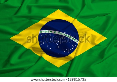 Brasil flag on a silk drape