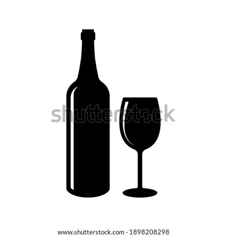 Beer bottle vector icon. Bottle and Glass Beer for Bar or Cafe or Restaurant Symbol Logo illustration.