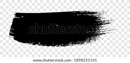Black brush stroke. Hand drawn ink spot isolated on white transparent background. Vector illustration