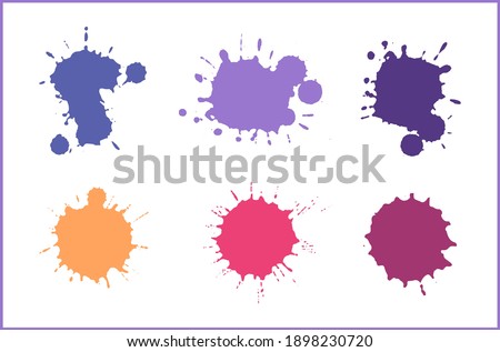 Vector colorful paint splatters set.