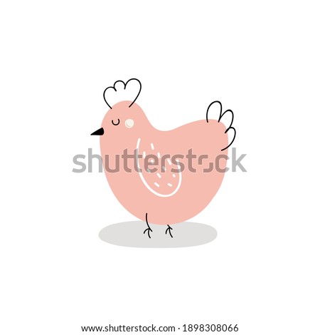  Cute chicken isolated on white background. Easter chicken. Design for Easter. Flat cartoon vector illustration
