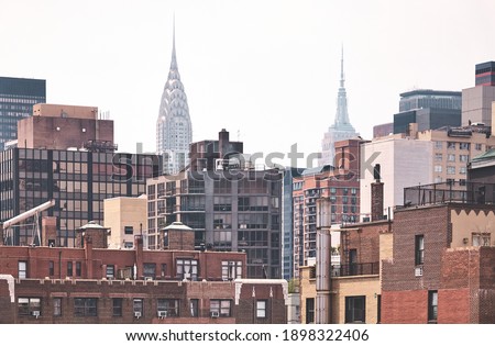 Color toned picture of Manhattan diverse architecture, New York City, USA.