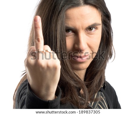 Young girl making time out gesture over white background 