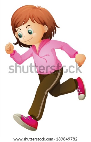 Illustration of a young child jogging on a white background