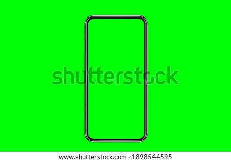 The shape of a modern mobile smartphone Designed to have a thin edge. green screen background - Clipping Path.