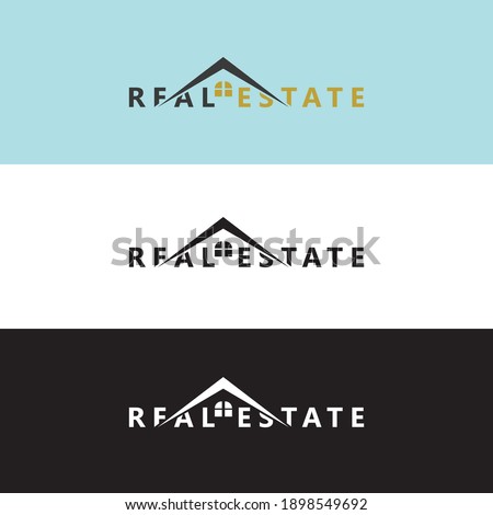 Real Estate logo Design template, Construction Architecture Building symbol, Isolated on three back ground blue, black and white, Design Vector icon illustration