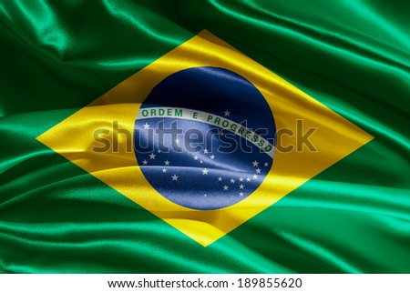 Brazilian flag fabric with waves Royalty-Free Stock Photo #189855620