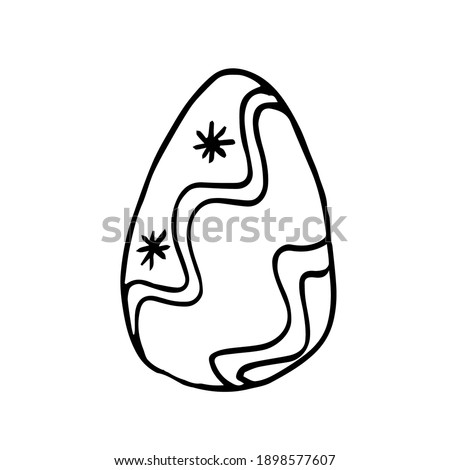 Doodle Easter egg with pattern on white background isolated. Cute vector egg can be used for stickers, coloring books for children, design, textiles