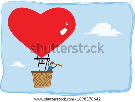 A single man searching for a relationship or love for travel concept. Editable Clip Art. 
