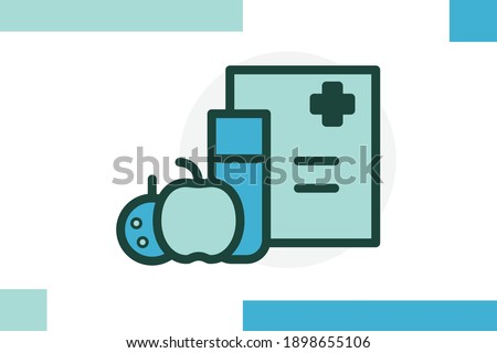 Health food icon filled line color concept related medical and medicine elements.