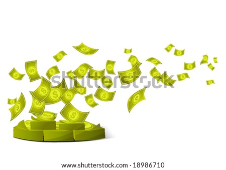 Money pile being blown