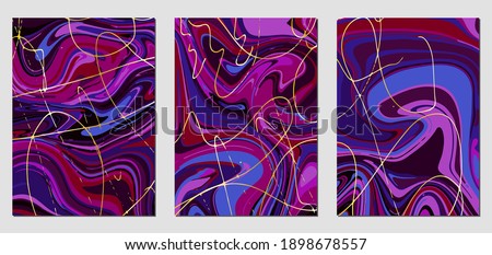 Set of textures with fluid acrylic paint effect. Liquid marble. Can be used for any kind of a design:wall decoration, postcard, brochure, fashion print, background, poster, cover. Vector template.	