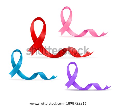 Different color ribbons set isolated on white background