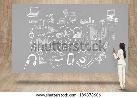 Composite image of thinking businesswoman against grey card