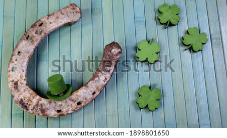 
St.Patrick 's Day. clover and horseshoe