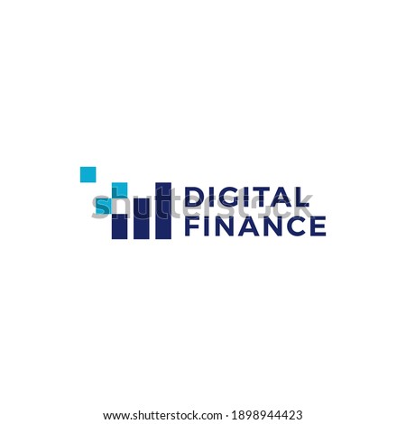 pixel finance digital bar chart logo vector icon illustration