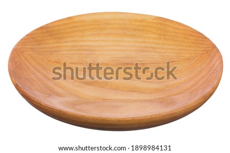 Empty Wooden plate on white background Royalty-Free Stock Photo #1898984131