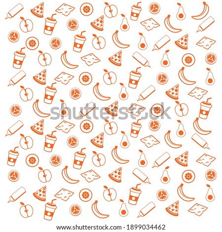 Pizza Wrap, fruit pattern background in flat designs