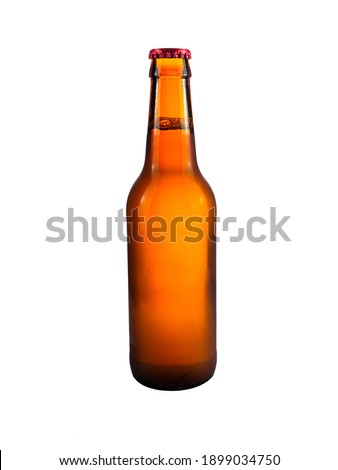  beer bottle with drops - white bacground