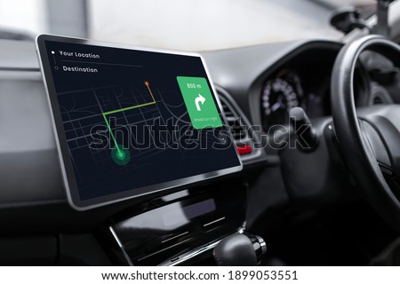 Gps system in a smart car Royalty-Free Stock Photo #1899053551