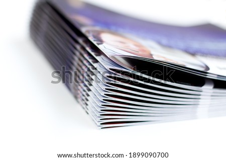 printed brochures with saddle stitching from the printing house Royalty-Free Stock Photo #1899090700