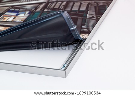 printed fabric material in aluminium frame