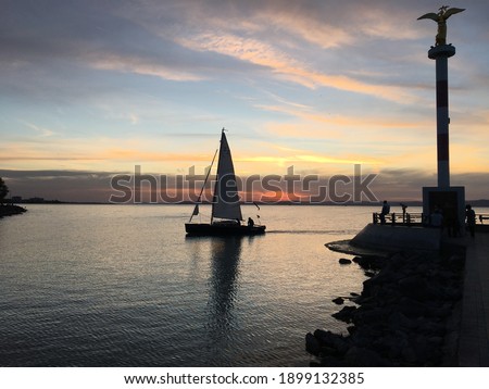 Sunset sailing lake Balaton Hungary