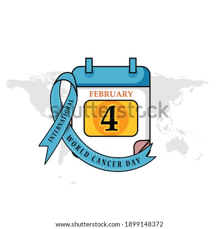 World cancer day. February 4,  Awareness Ribbon