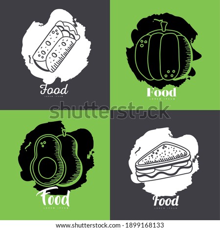 Tasty sweet cupcake hand draw and block style icon design, Muffin dessert sweet and food theme Vector illustration