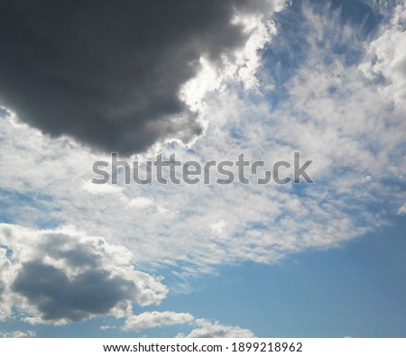 Fluffy clouds on blue sky background