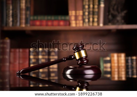 Law concept. Judges gavel on bokeh background.