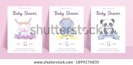 Baby Shower Poster Banner Template With Baby Animal Character