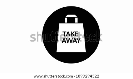 Vector Isolated Black and White Take Away Bag Icon or Sign Royalty-Free Stock Photo #1899294322