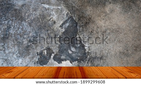 wood plank floor and concrete wall texture background, use for product display or montage