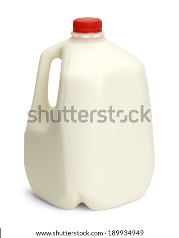 Gallon of Whole Milk with Red Plastic Cap Isolated on White Background. Royalty-Free Stock Photo #189934949