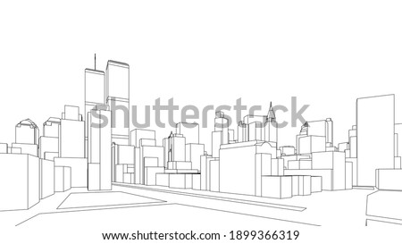 modern city panorama 3d illustration Royalty-Free Stock Photo #1899366319