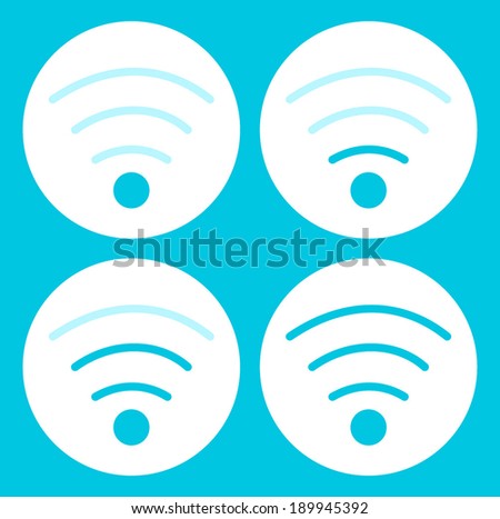 Set of blue wi-fi signal levels. wireless network symbol. wifi web icon. vector image illustration, isolated on white background 