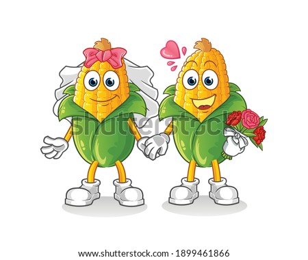 corn wedding cartoon. cartoon mascot vector