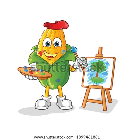 corn artist mascot. cartoon vector