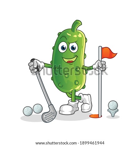 cucumber playing golf vector. cartoon character