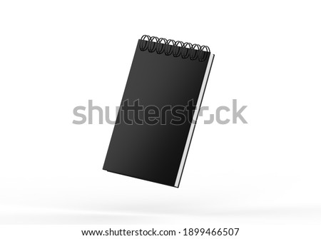 Blank notebook mock up for design and advertising. Sketchpad with spring and free copy space template on isolated white background, 3d illustration