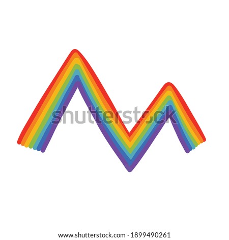 rainbow doodle icon, vector illustration