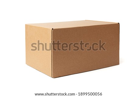 close up of a cardboard box on white background Royalty-Free Stock Photo #1899500056