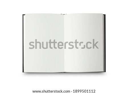 Empty Opened Notebook closeup on white background. Top view diary with clipping path Royalty-Free Stock Photo #1899501112