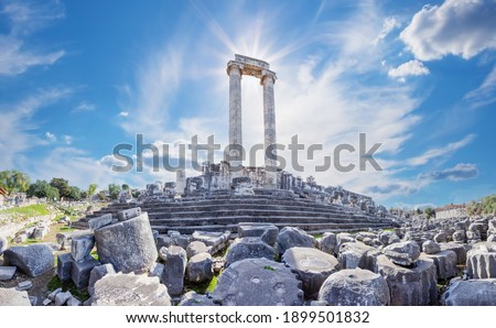 Antique Temple of Apollo in Didim city in the Turkey by day Royalty-Free Stock Photo #1899501832